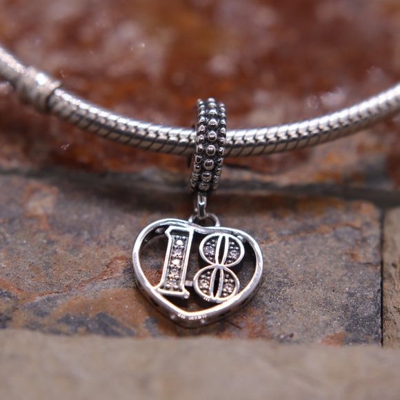 Happy 18th Birthday Dangle Bracelet Charm - S925 Sterling Silver Fits Pandora - Picture 4 of 6